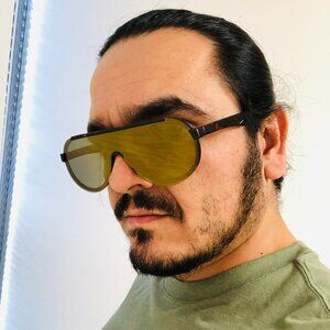 Sports Men Sunglasses Tortoise Frame Gold Mirror Lens Light Weight‎ Confortable